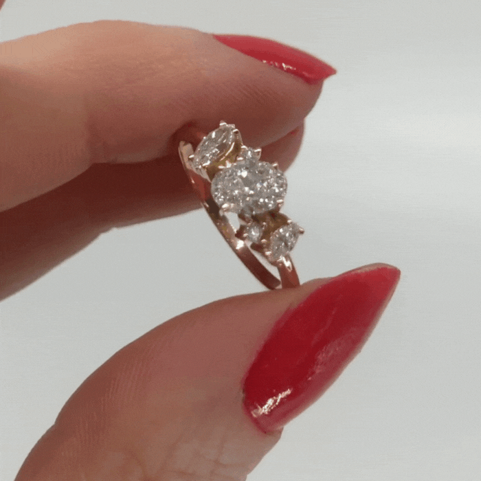 Rose gold and diamond asymmetrical engagement ring