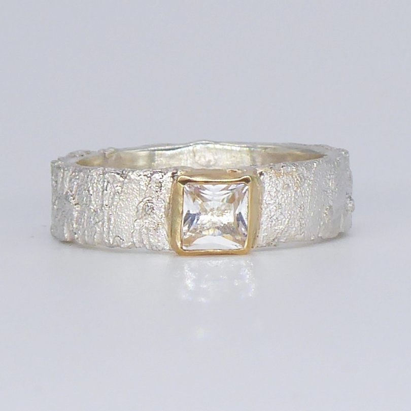 White Topaz silver ring