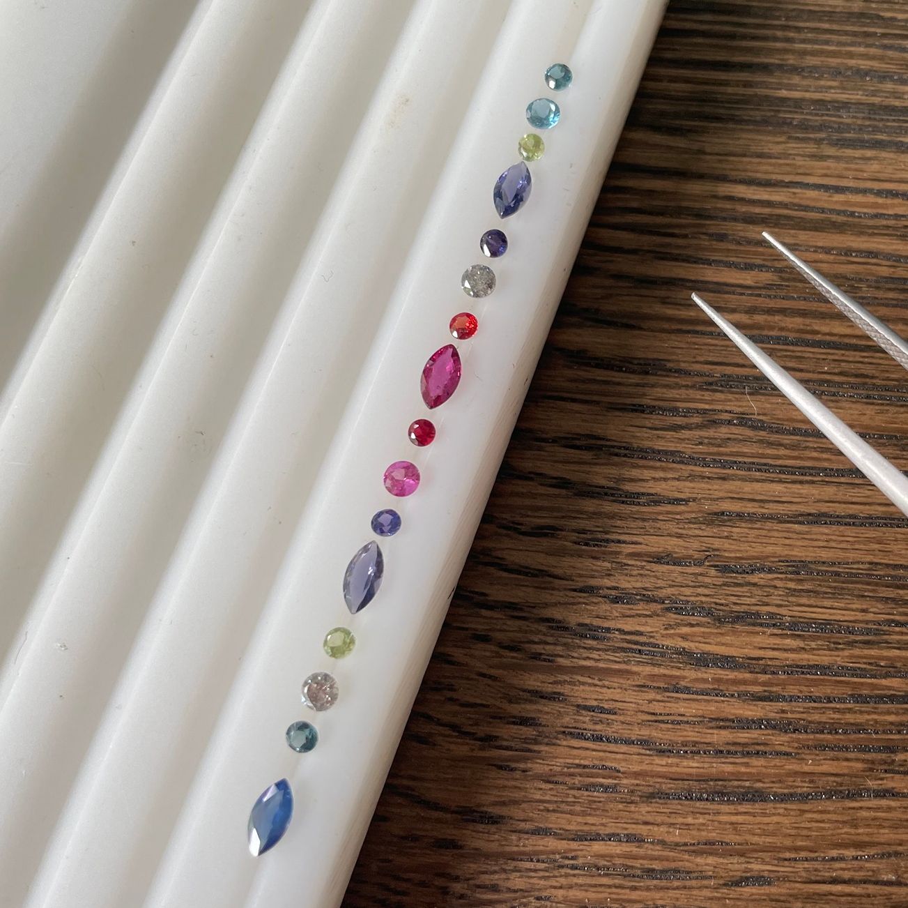 Loose multi coloured gemstones for the Allsorts eternity ring