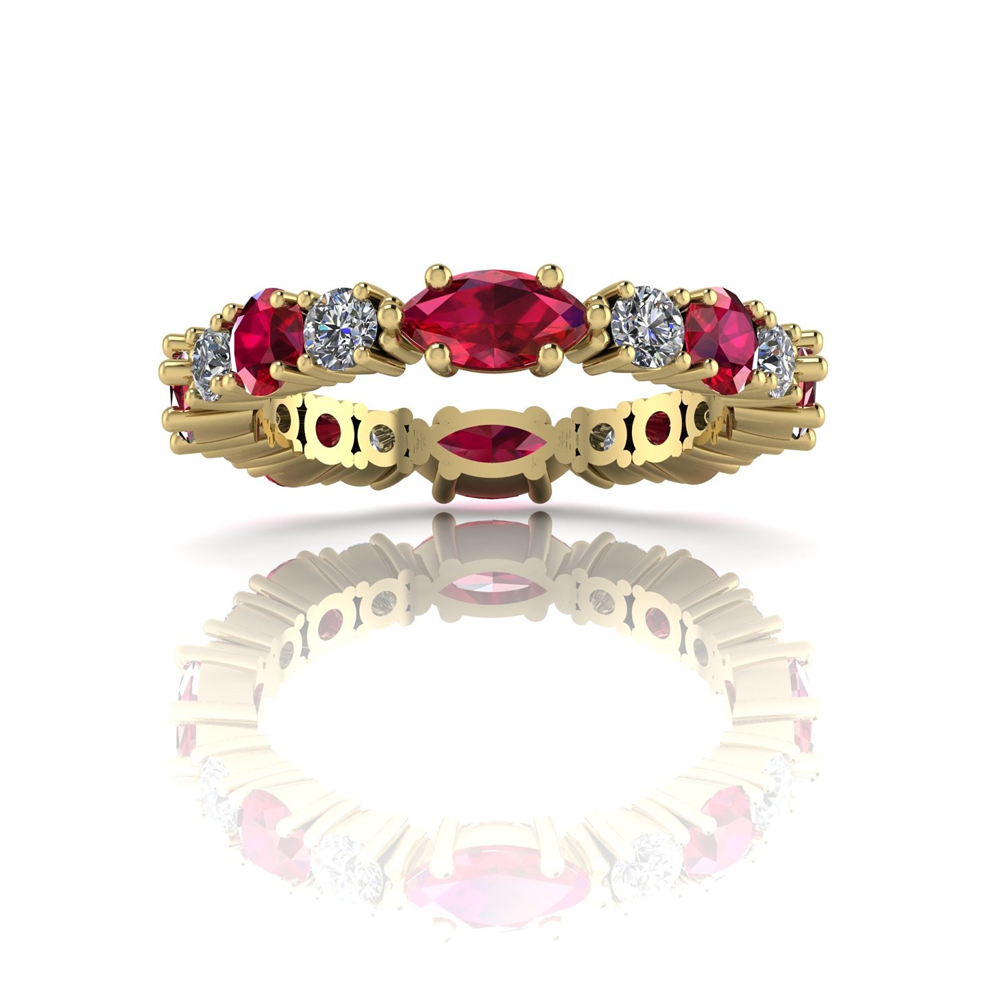 rubues and diamonds gold eternity ring