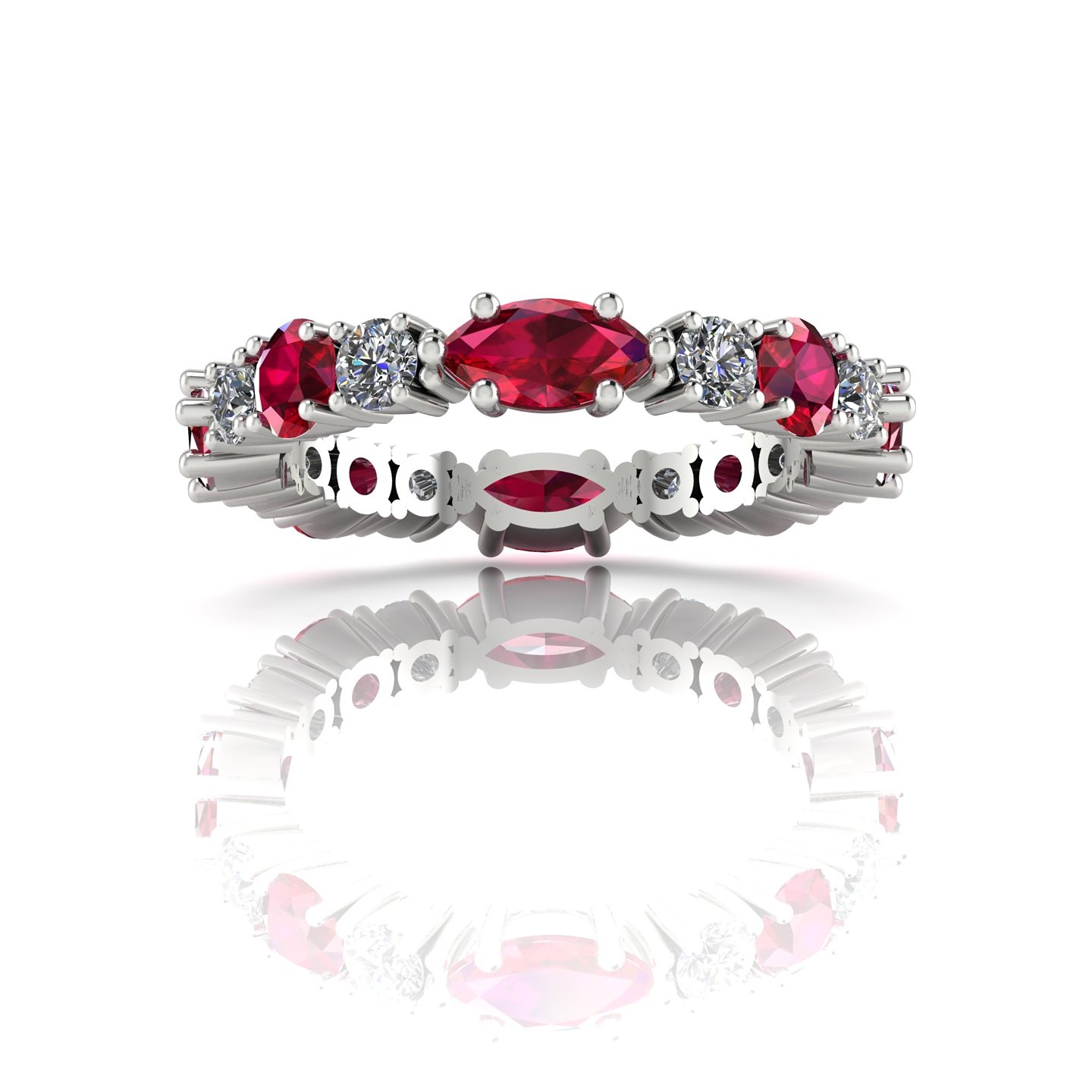 Diamonds and rubies eternity ring - white gold