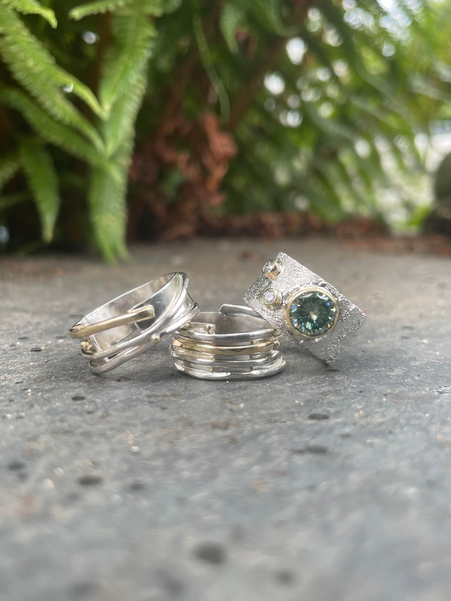 Handmade silver and gemstone rings - Rivda and Misu