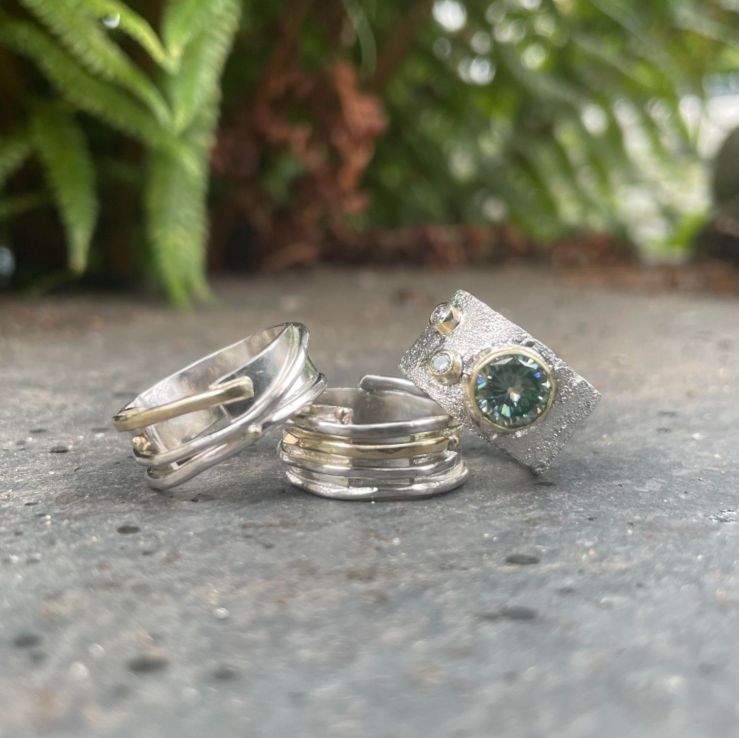 Handmade silver and gemstone rings - Rivda and Misu