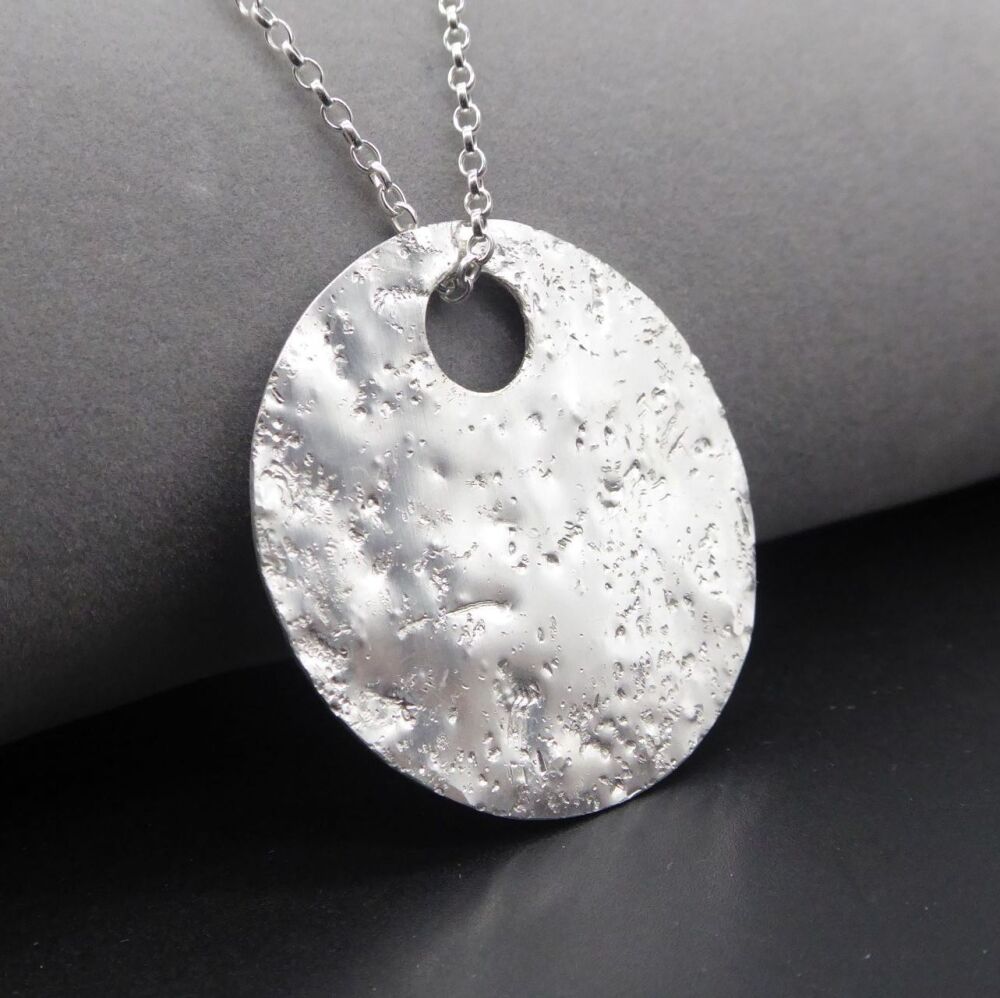 Glitter Ball Silver Disk Necklace