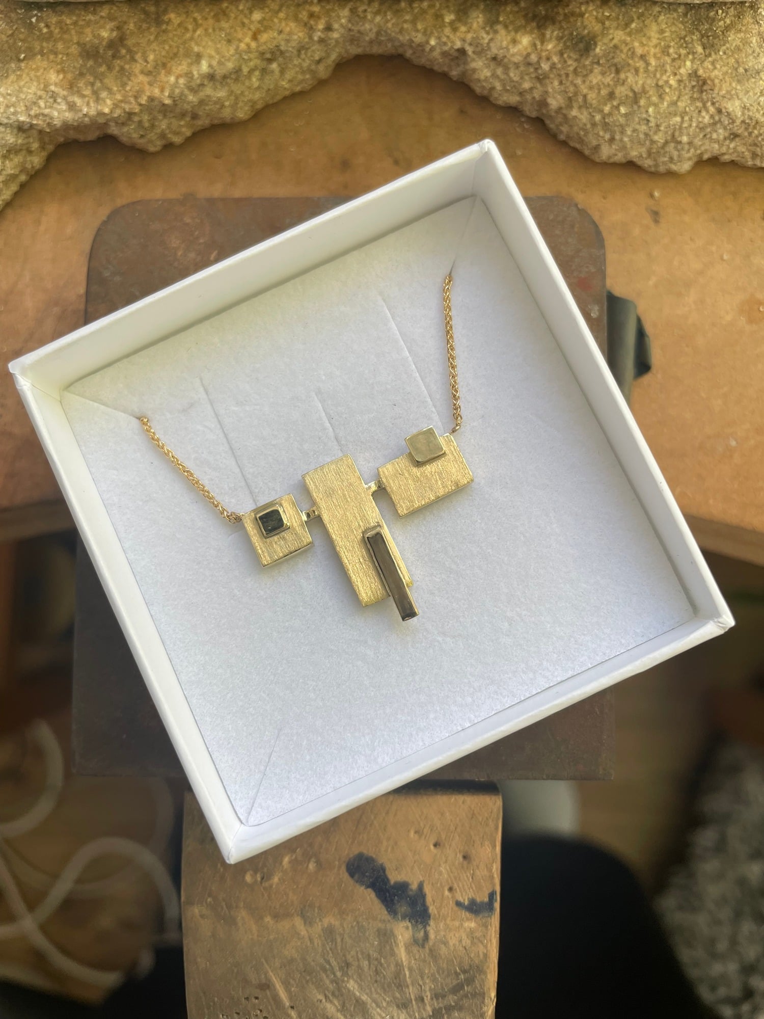 The finished bespoke one of a kind pendant created from a clients recycled gold