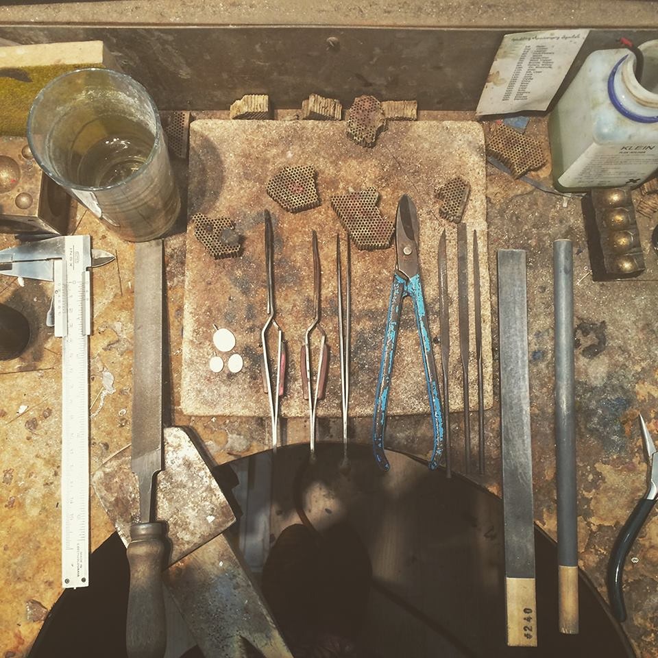 messy jewellers workbench Surrey