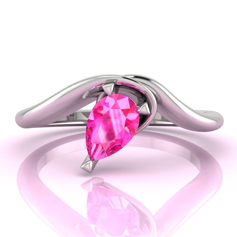 The Enchanted pear shaped pink sapphire white gold engagement ring