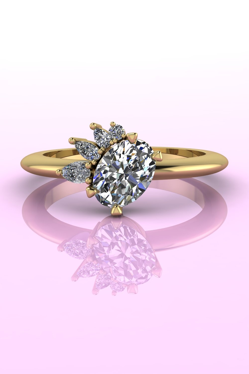 The Selene oval diamond five stone engagement ring