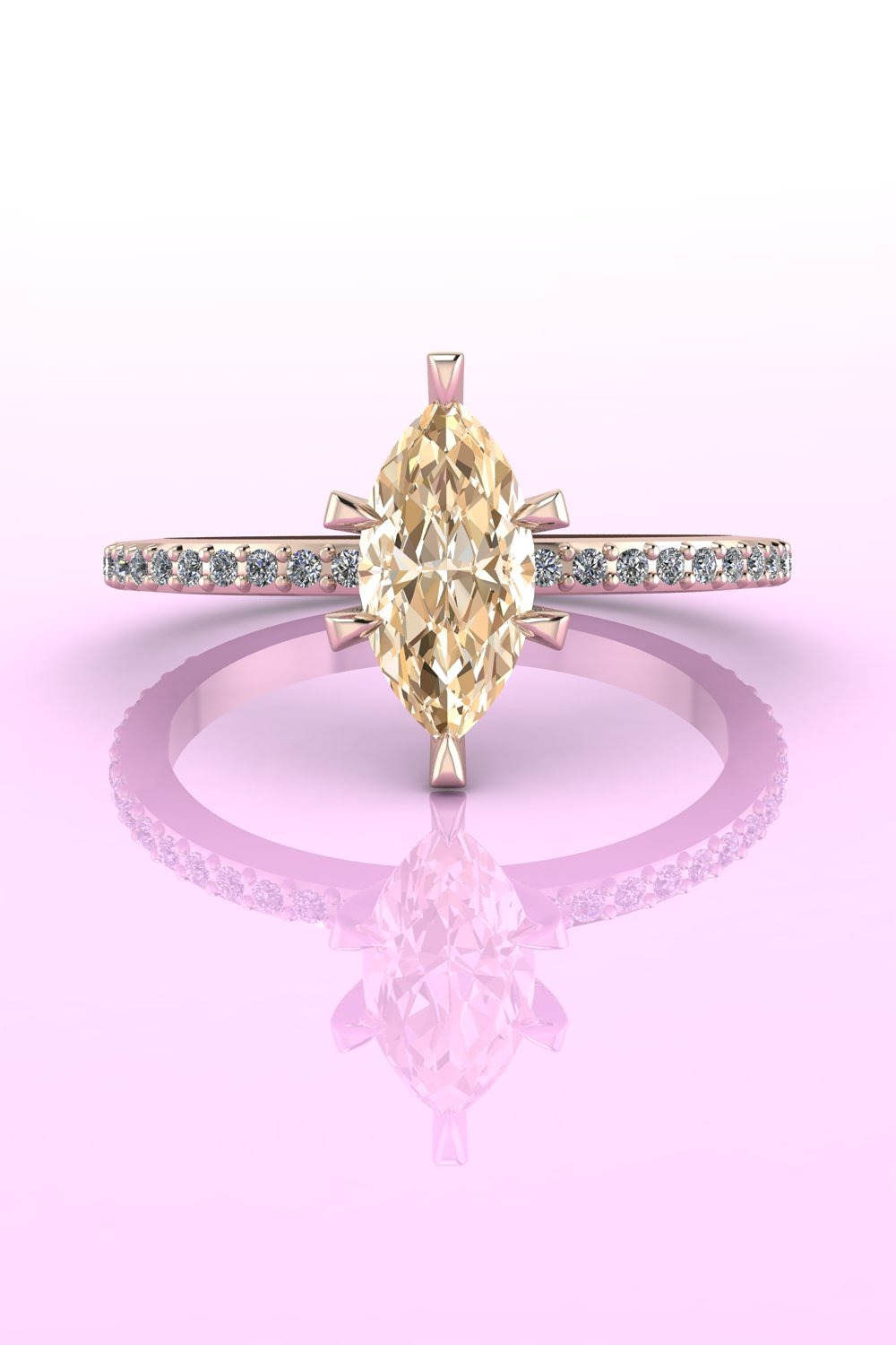 The Amoret champagne marquise diamond rose gold engagement ring