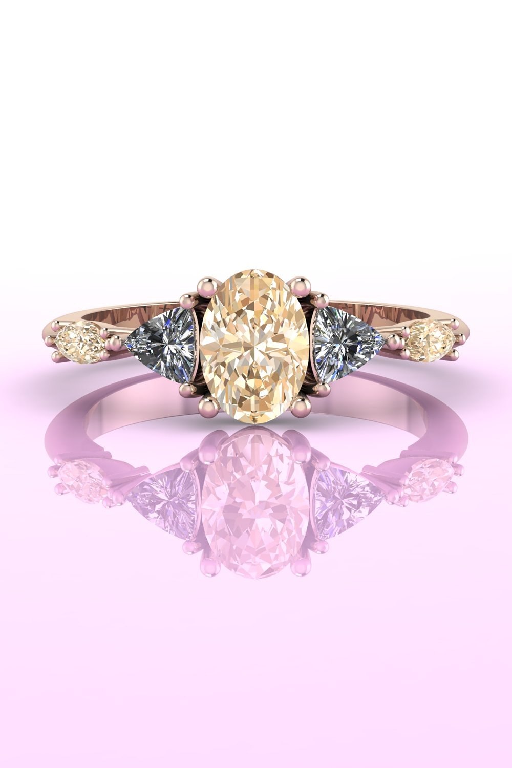The Maisie engagement ring collection - an oval champagne diamond set in rose gold