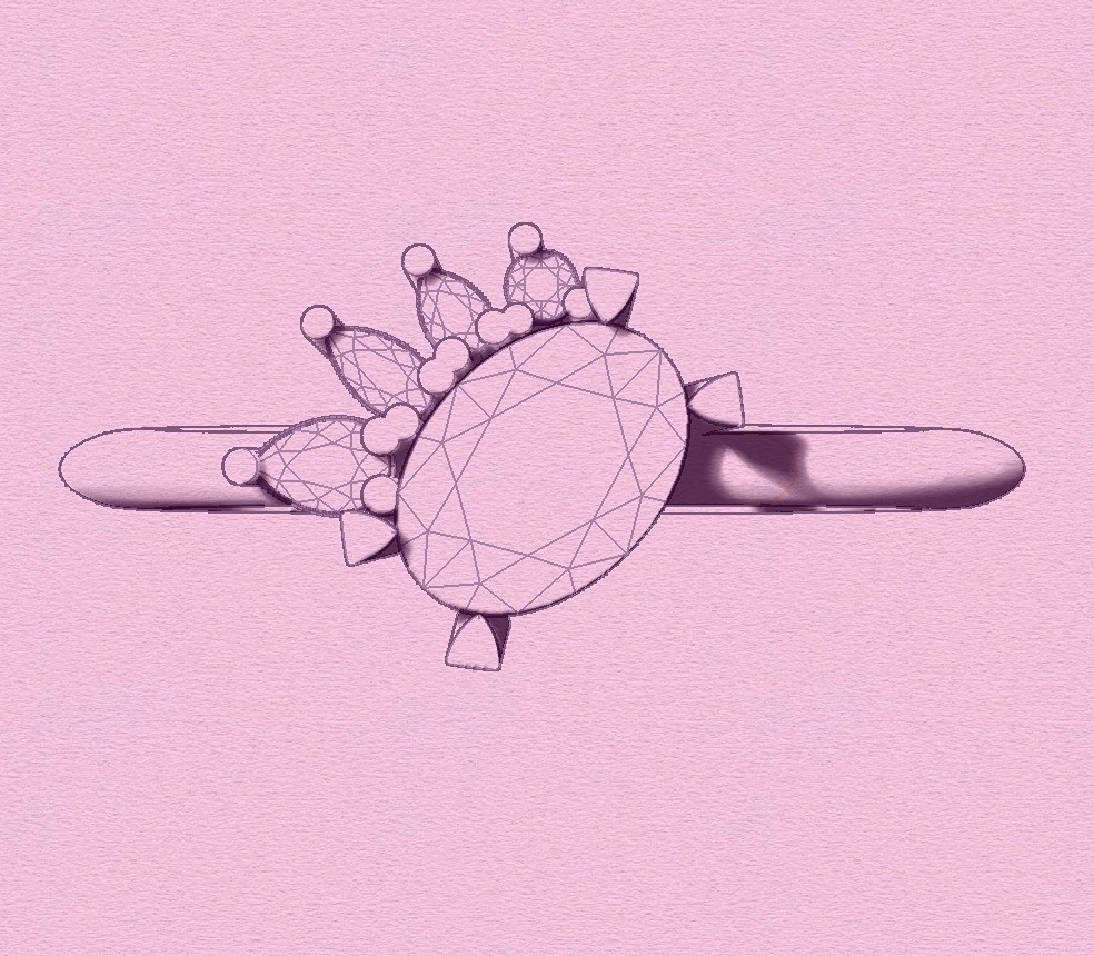 A sketch of our Selene engagement ring featuring an oval gemstone