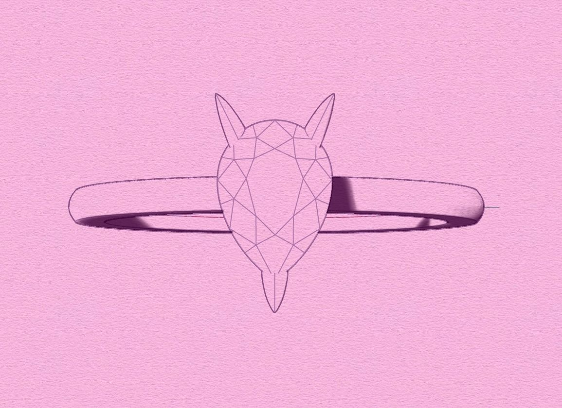 A sketch of a pear shaped engagement ring