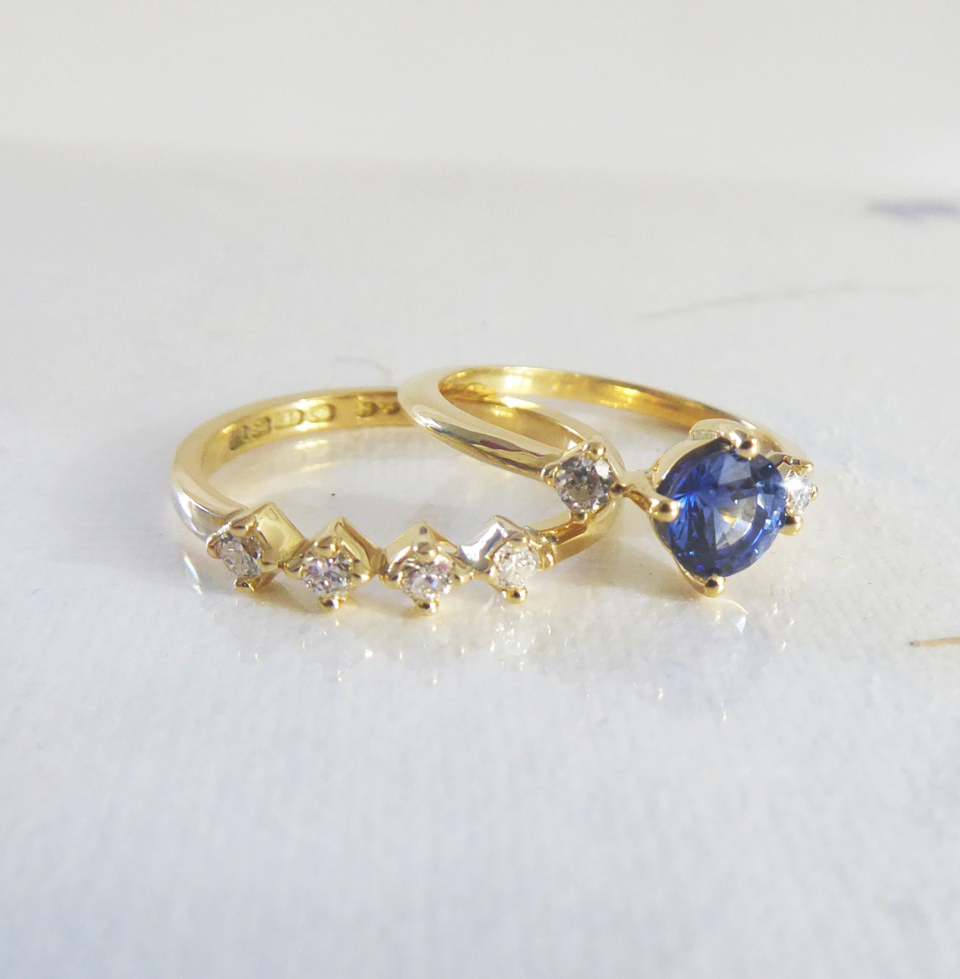 three rings in the jewellery workshop in Surrey