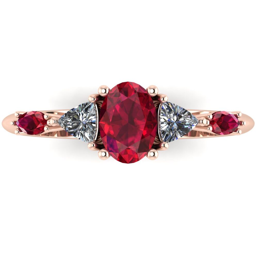 "Scarlett" Oval Ruby & Rose Gold Engagement Ring - Maisie