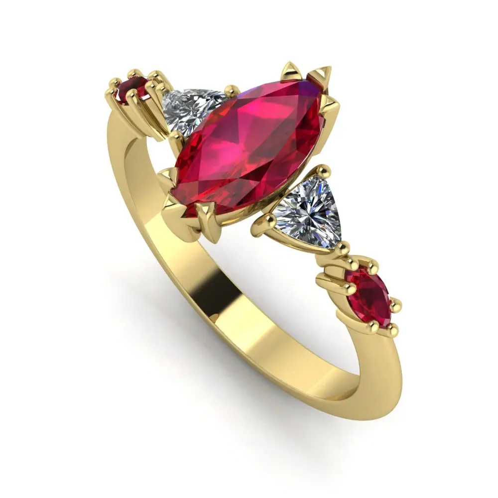 "Ignis" Marquise Ruby & Diamond Ring in 18ct Yellow Gold - Maisie