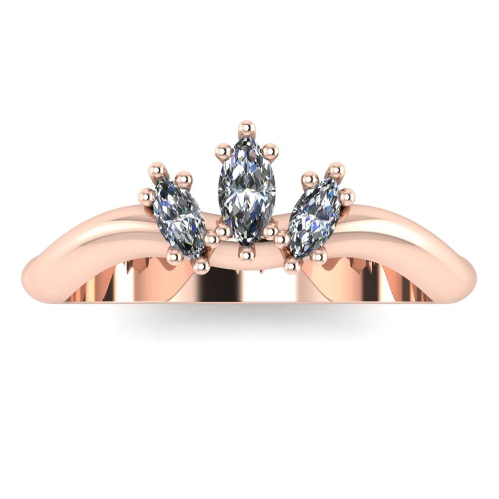 Flutterby Shaped Diamond Rose Gold Wedding Ring