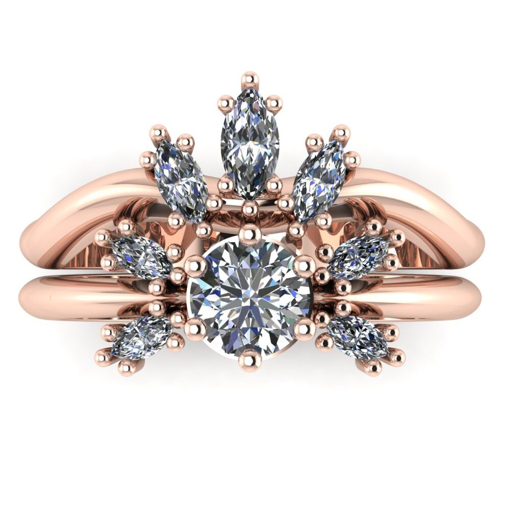 Flutterby Shaped Diamond Rose Gold Wedding Ring