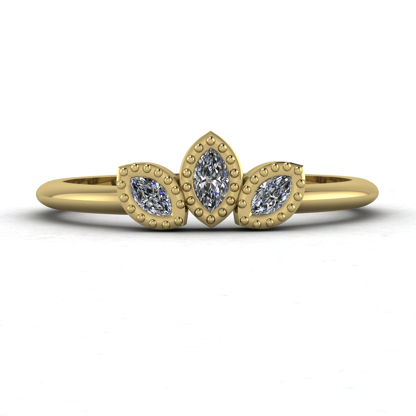 Trilogy &acirc; Three-Stone engagement ring in 18ct gold handmade in London.