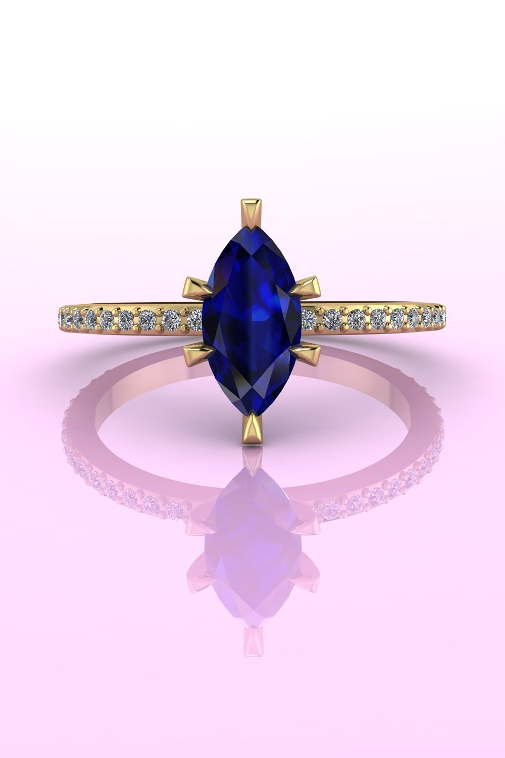 Geometric architectural engagement ring with clean lines and sharp angles.