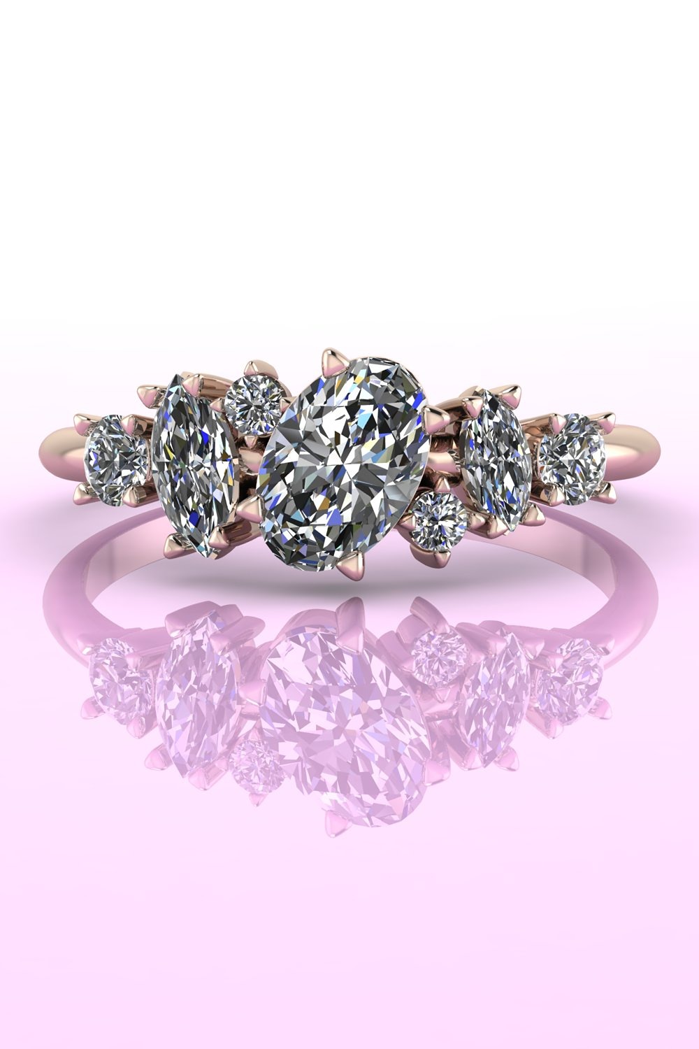 Rose gold engagement rings - sapphire and diamond 