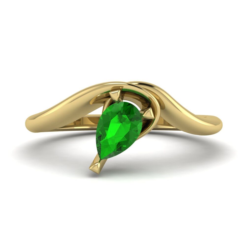 Enchanted Pear Shaped Tsavorite Asymmetrical Yellow Gold Ring