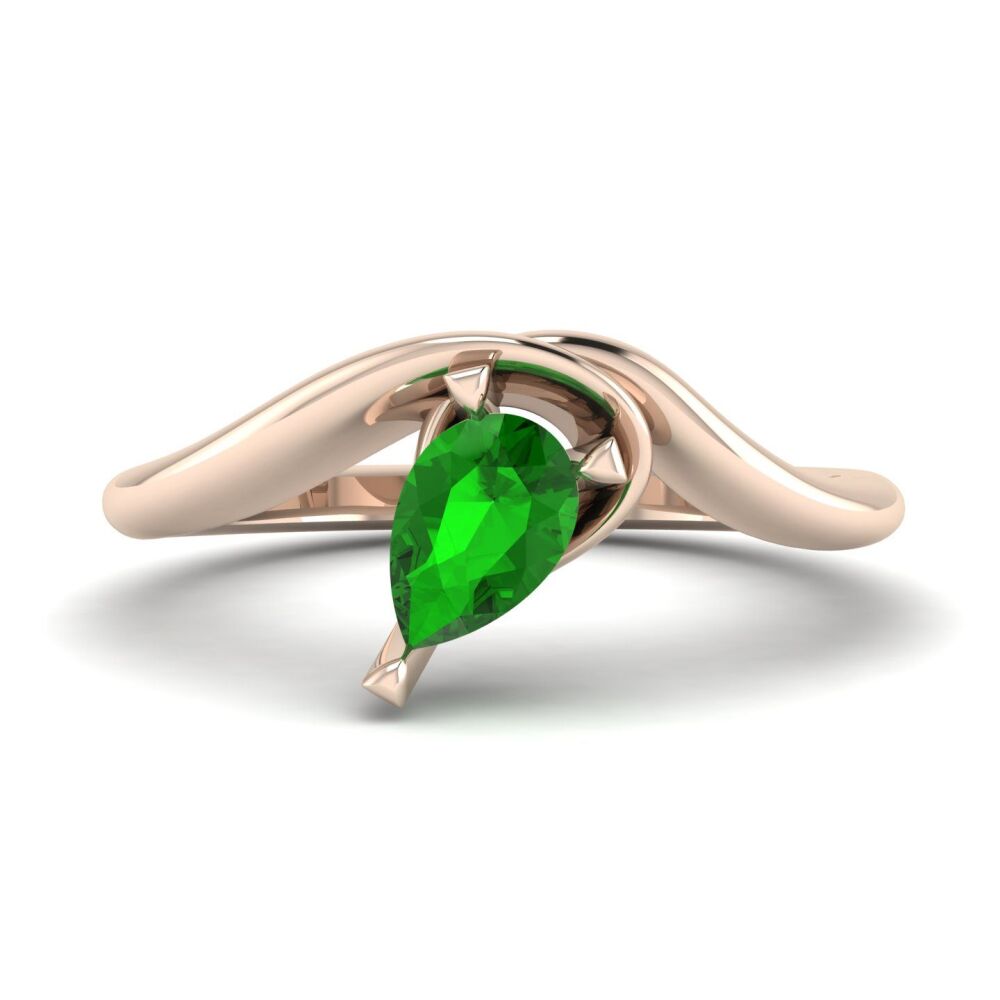 Enchanted Pear Shaped Tsavorite Asymmetrical Rose Gold Ring