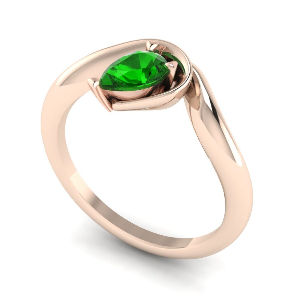 Enchanted Pear Shaped Tsavorite Asymmetrical Rose Gold Ring