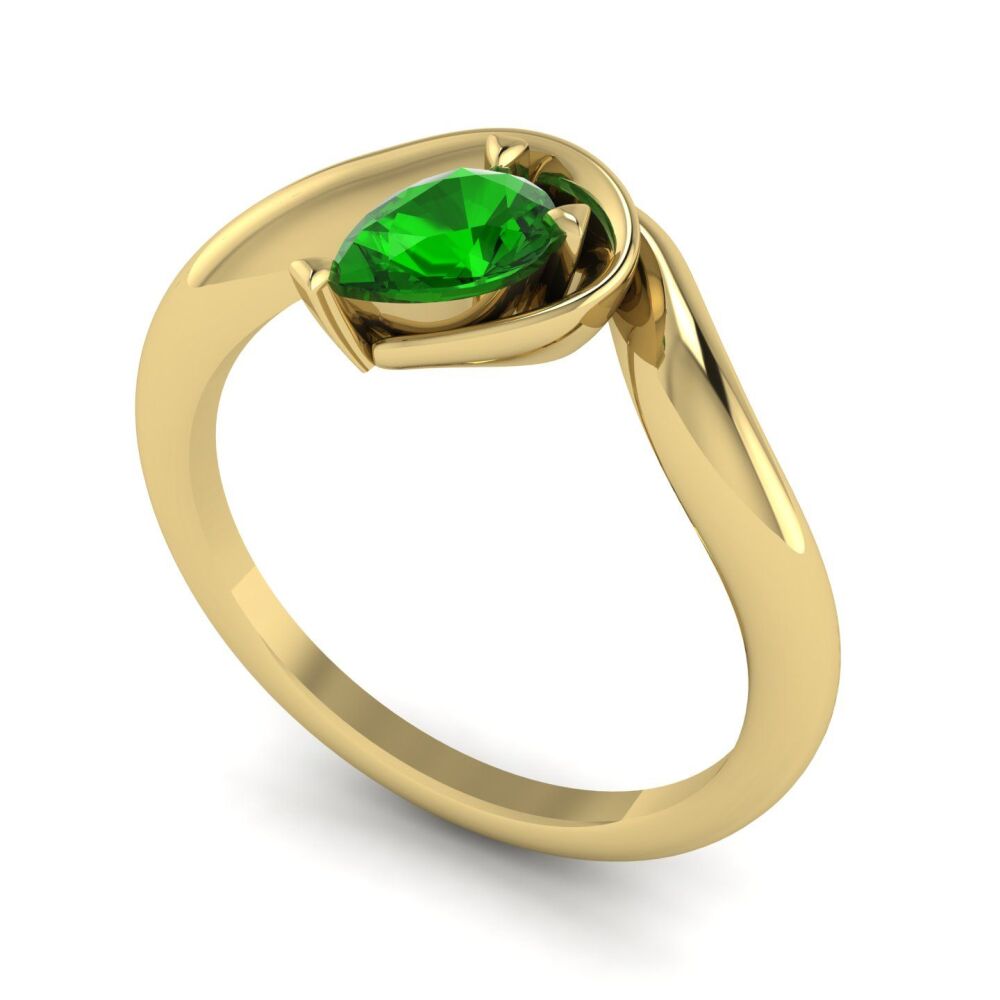 Enchanted Pear Shaped Tsavorite Asymmetrical Yellow Gold Ring