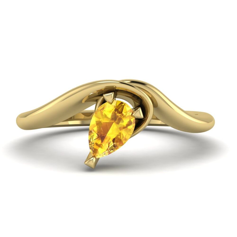 Enchanted Pear Shaped Solitaire Yellow Sapphire Yellow Gold Ring
