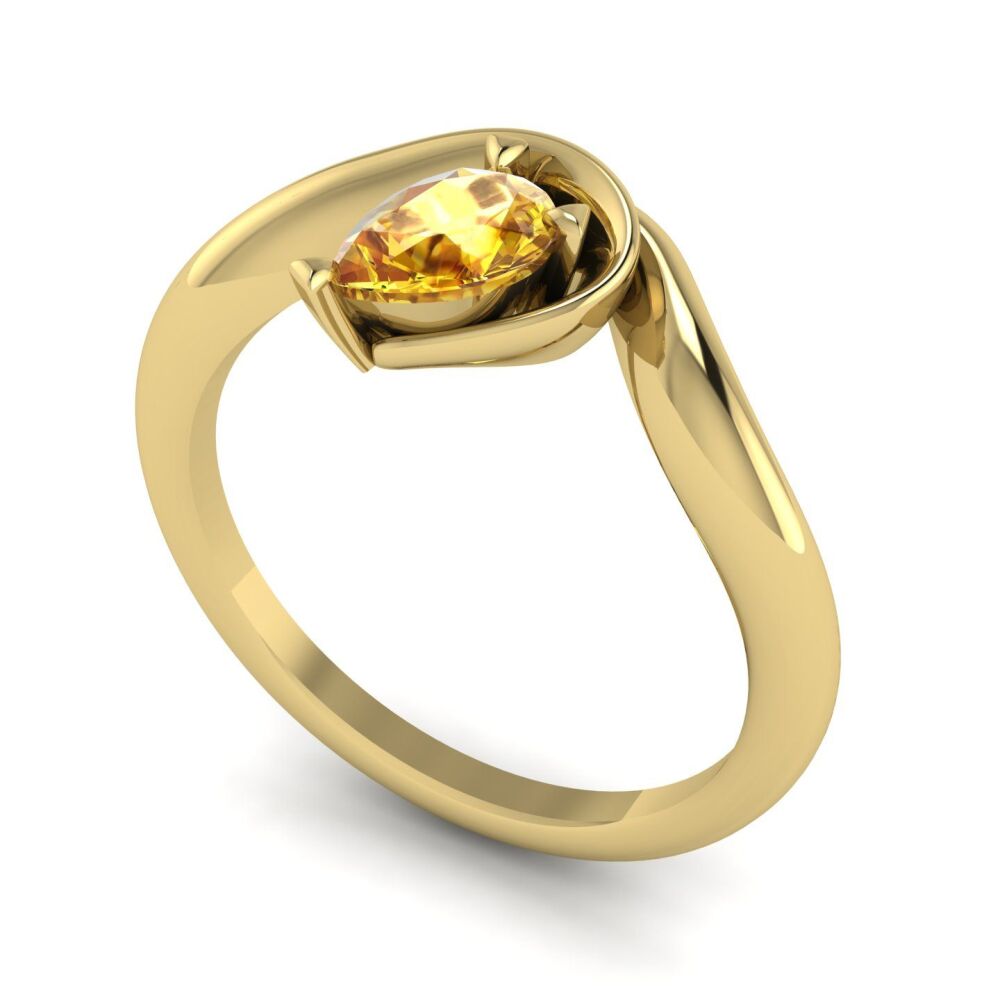 Enchanted Pear Shaped Solitaire Yellow Sapphire Yellow Gold Ring