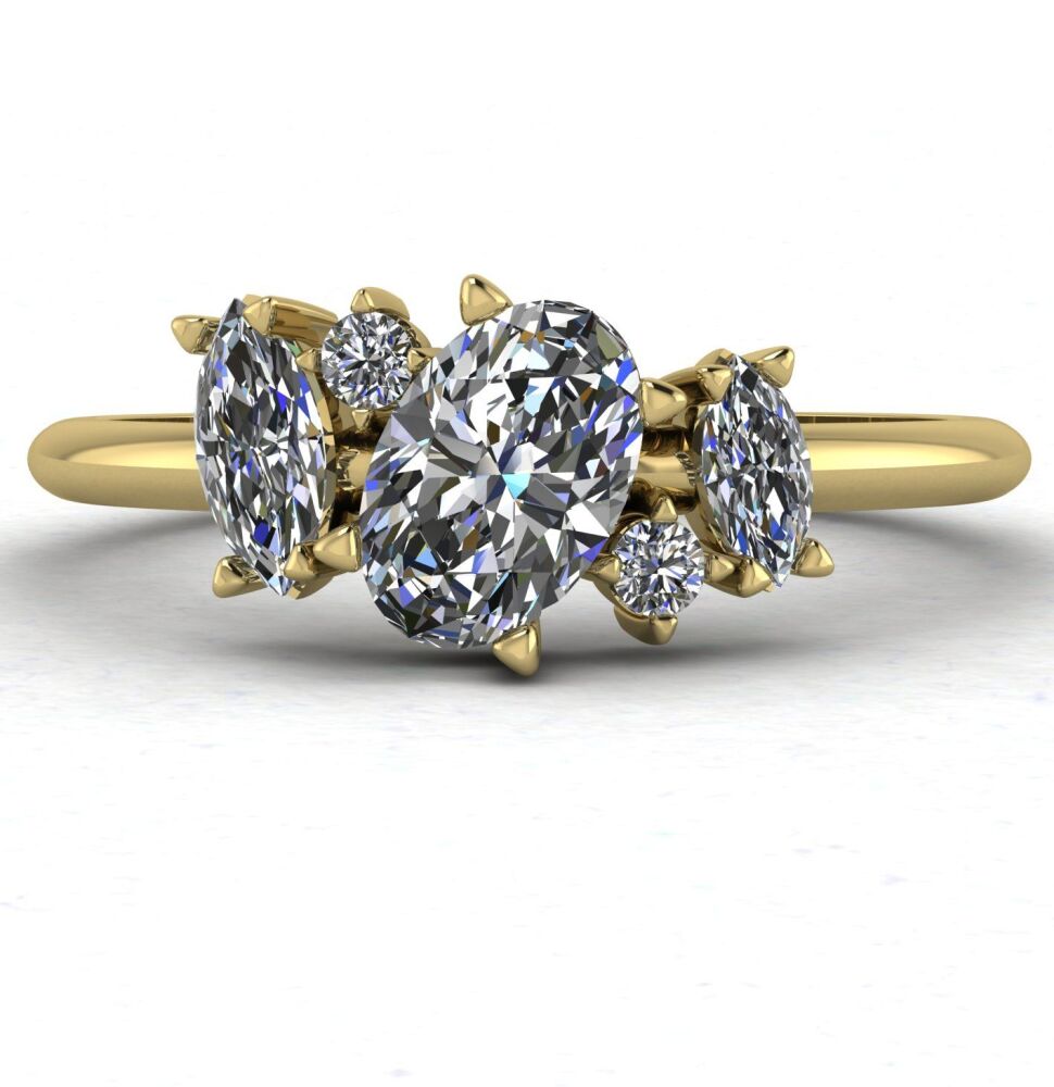 Atlantis Diamond Asymmetrical Engagement Ring in 18ct Yellow Gold
