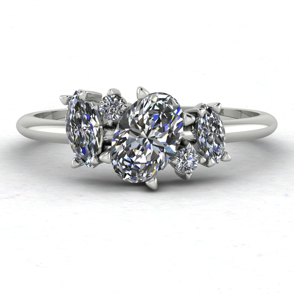 Atlantis Diamond Asymmetrical Engagement Ring in Platinum or 18ct White Gold