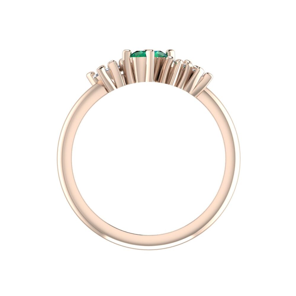 Atlantis Emerald and Diamond Asymmetrical Engagement Ring in 18ct Rose Gold