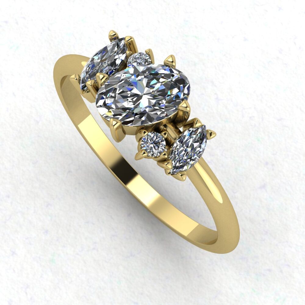Atlantis Lab Grown Diamond Asymmetrical Engagement Ring in 18ct Yellow Gold