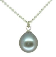 Single and simple modern pearl pendant in Grey (es)