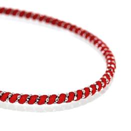 Silver and red woven bracelet