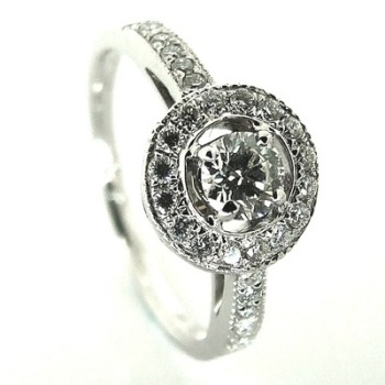 Ornate Circle Diamond Engagement Ring