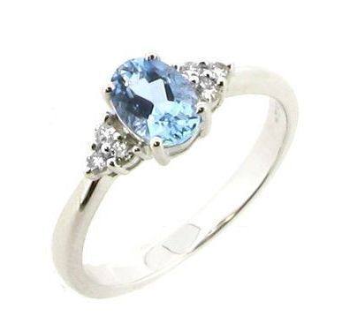 Aqua and Diamond shoulder ring