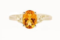 Oval Citrine and Diamond Engagement Ring