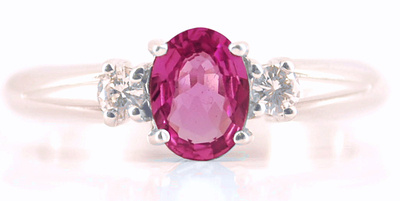 Pink Sapphire and Diamond Engagement Ring