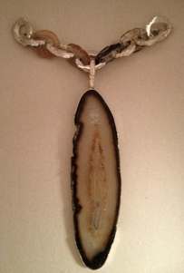 Central section of silver and agate necklace