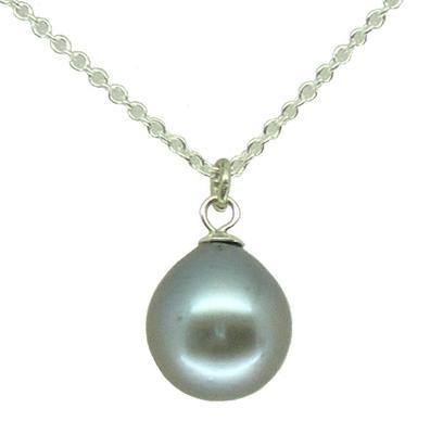 Small single silver grey pearl pendant (sm)