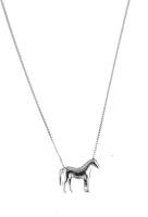 White Gold Standing Horse Necklace