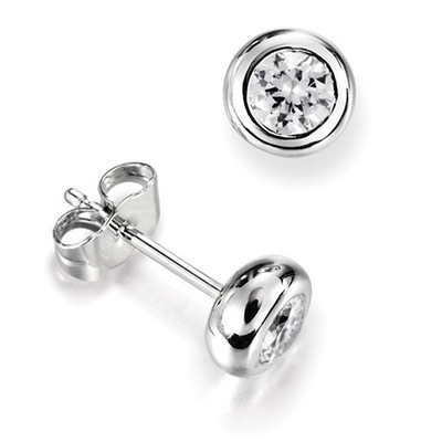 .30 ct Diamond Stud Earrings With 18ct rubover White Gold Setting