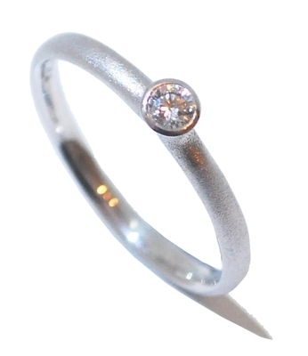 Simple White Gold Frosted Diamond Engagement Ring by designer Rivoir