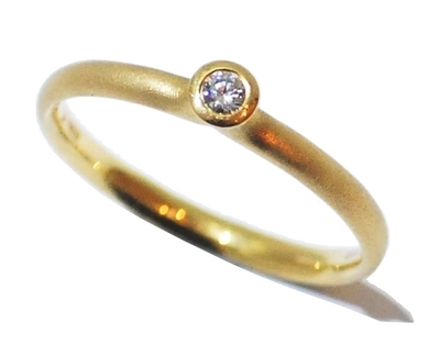 Simple Yellow Frosted Gold Diamond Engagement Ring by Rivoir