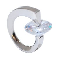 Crystal White Ultra Modern Silver Ring