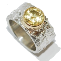 Yellow Beryl Gemstone Silver Ring