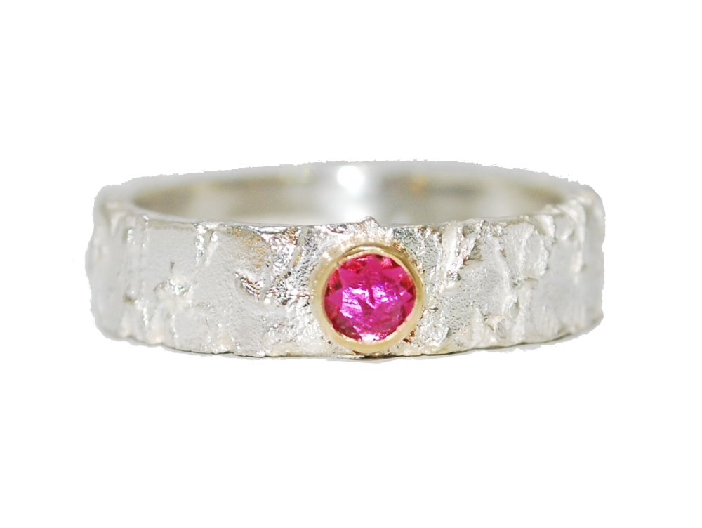 Silver Ring with Pink Rubelite Gemstone