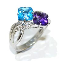 Blue Topaz and Amethyst Ring